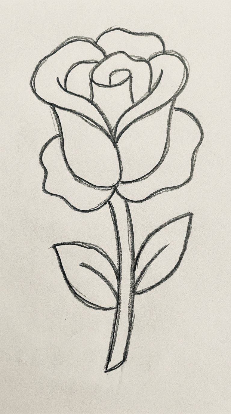 Black Rose Sketch Outline