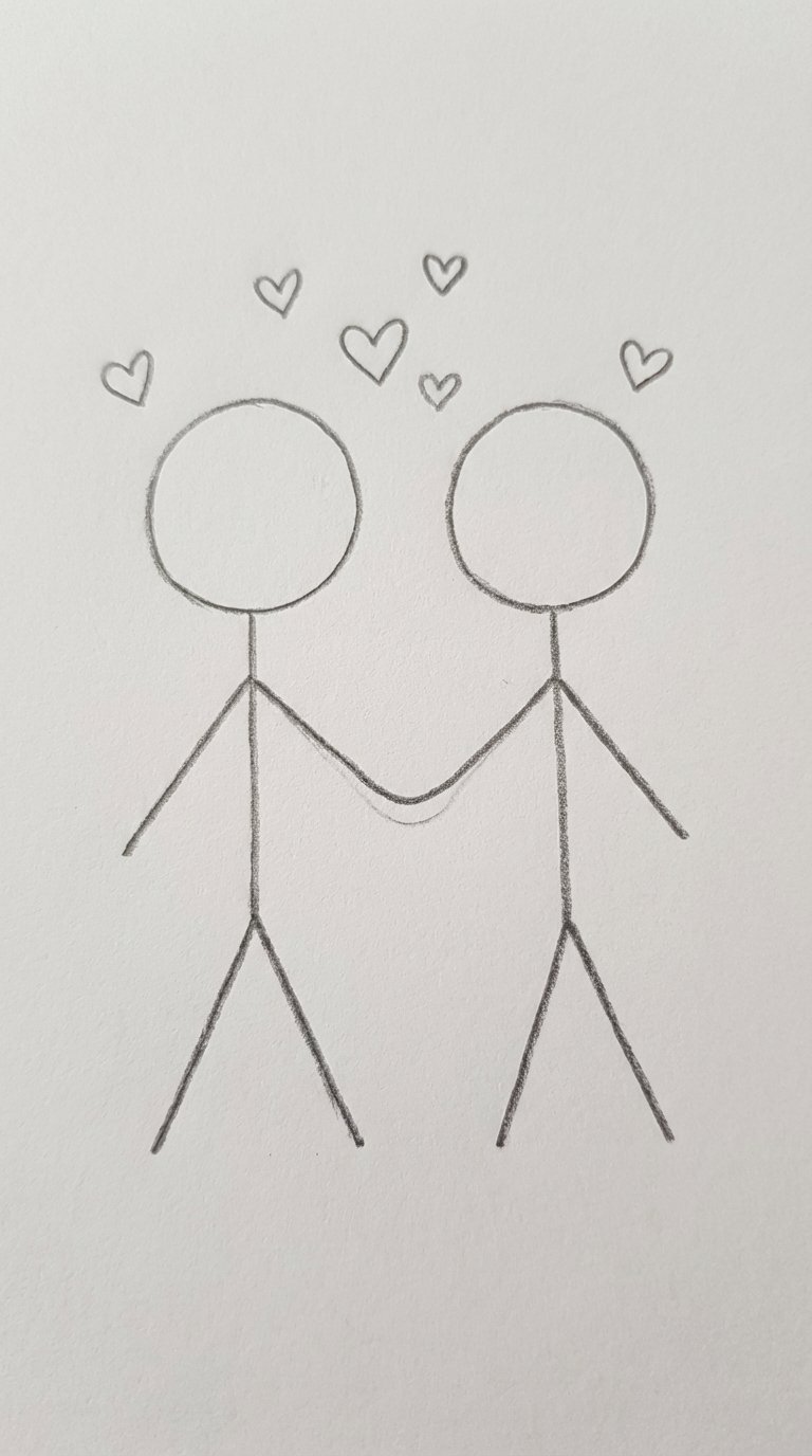 Couple Holding Hands Stick Figure Style