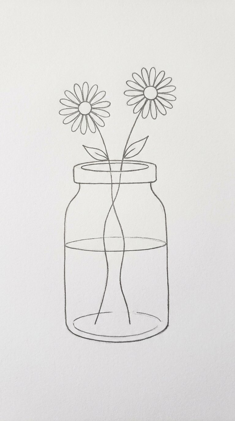 15 Easy Daisy Flower Drawing Ideas for Beginners (Step by Step) 8 Daisy Inside a Simple Jar Vase