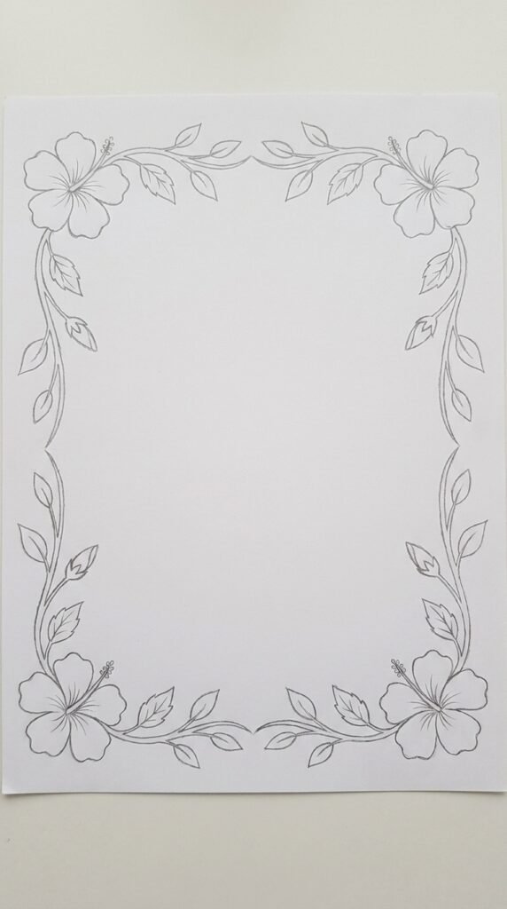 Hibiscus Corner Border Design