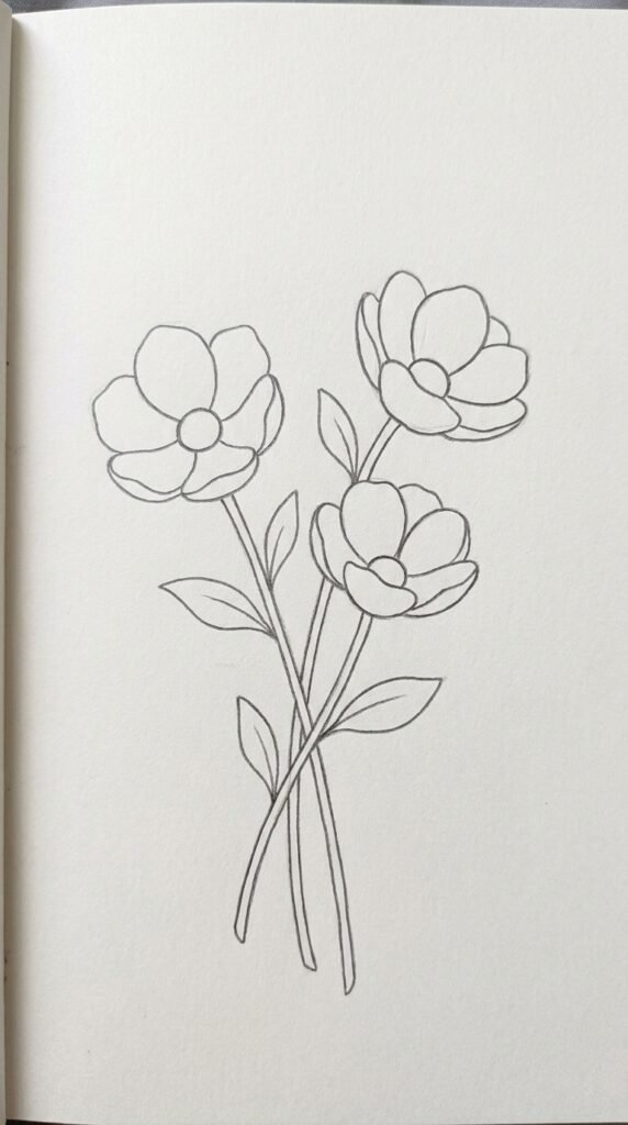 Anemone Bouquet with Three Flowers