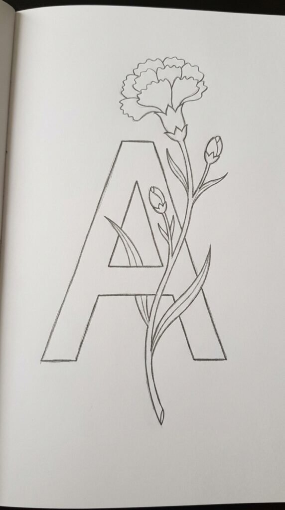 12 Carnation Flower Drawing Ideas for Beginners 13 Carnation Letter Initial Drawing
