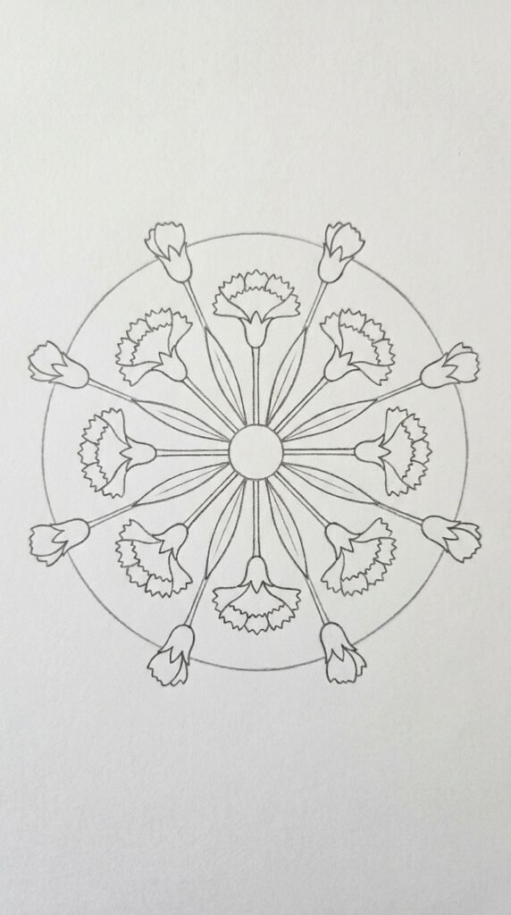 12 Carnation Flower Drawing Ideas for Beginners 12 Carnation Mandala Drawing