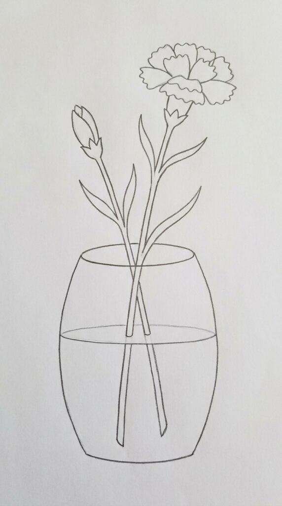 12 Carnation Flower Drawing Ideas for Beginners 6 Carnation in a Vase Drawing