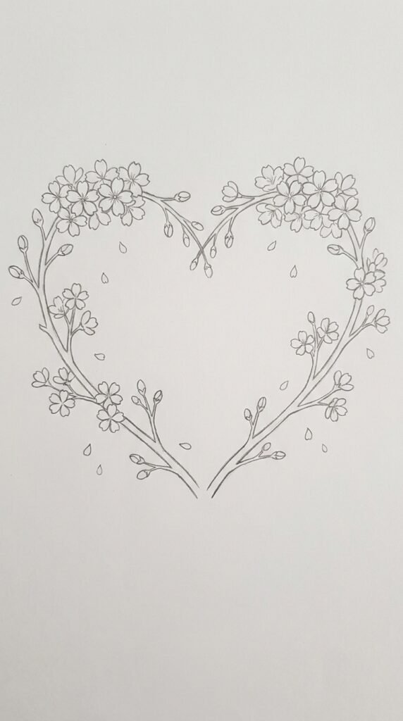 Cherry Blossom Heart Silhouette