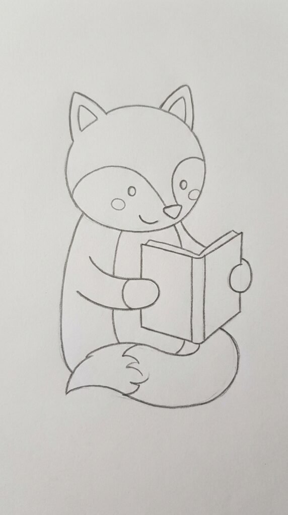 Fox Reading a Book Drawing