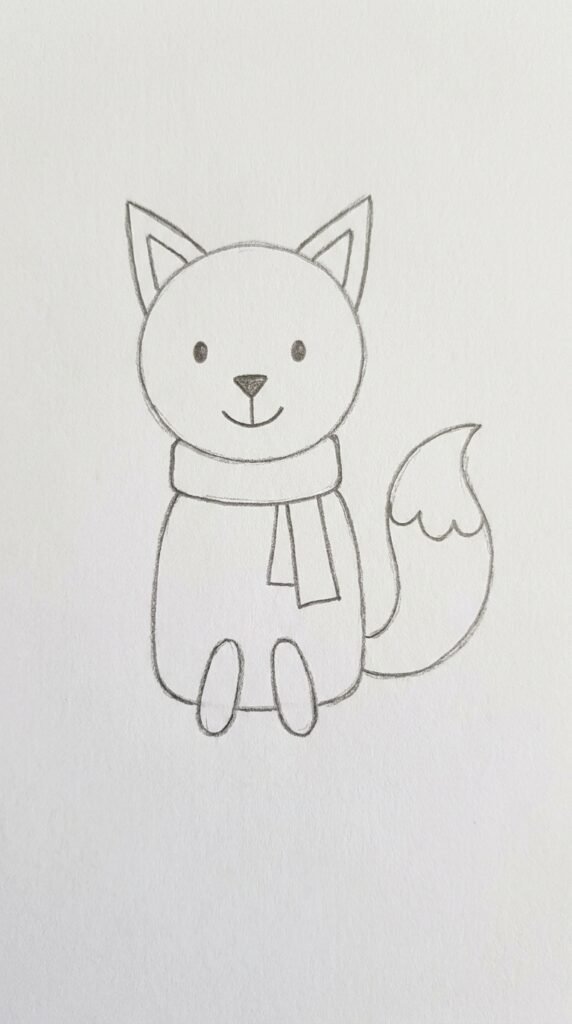 Fox Wearing a Scarf Drawing