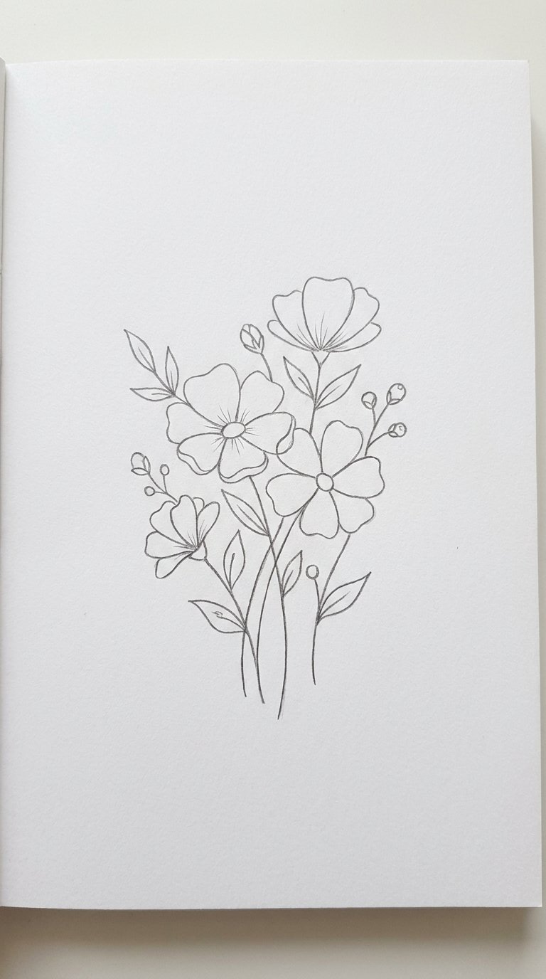 13 Genbenya Flower Drawing Ideas That Are Simple and Beautiful for Beginners 8 Genbenya Cluster Flower