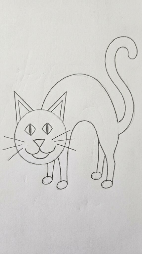 Halloween Black Cat Silhouette Outline