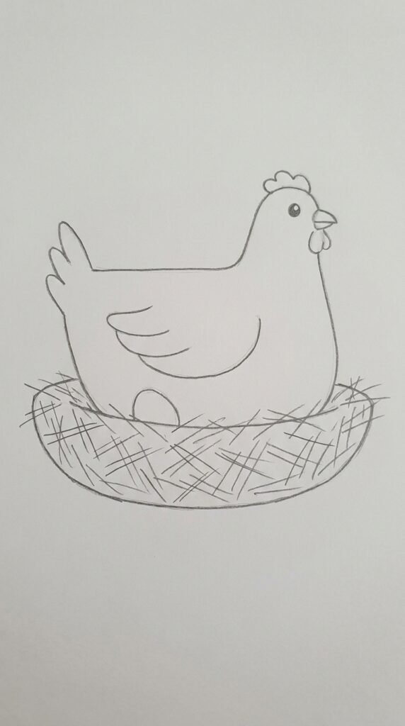 12 Chicken Drawing Ideas That Are Easy and Fun for Beginners 6 Hen Sitting on a Nest