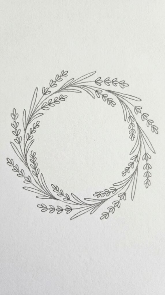 Lavender Wreath Drawing