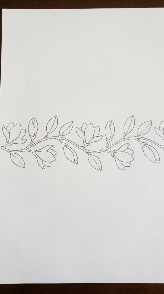 Magnolia Flower Border Drawing