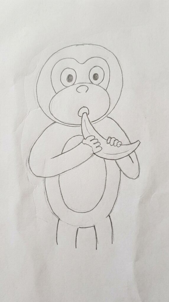 Monkey Eating a Banana Drawing
