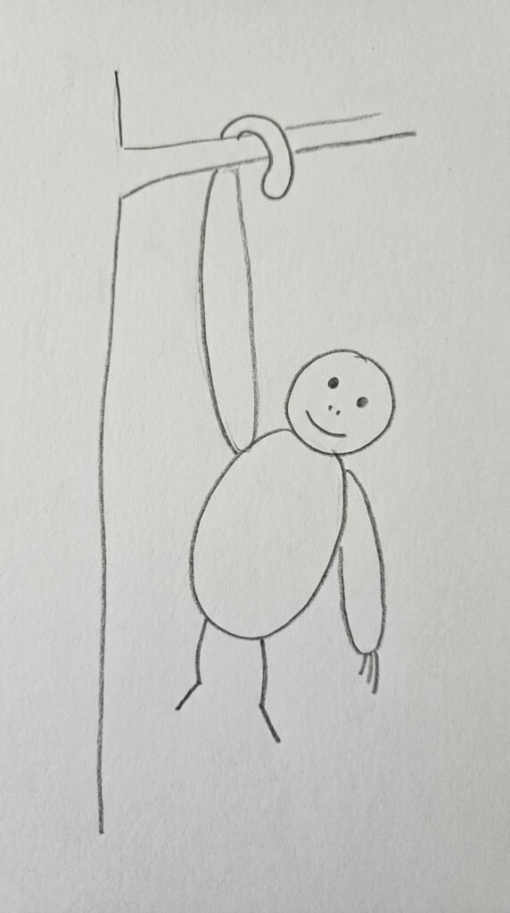 Monkey Hanging from a Tree Drawing