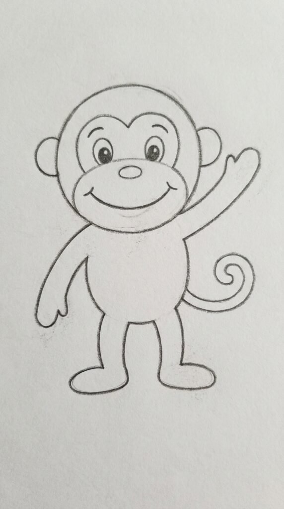 Monkey Waving Drawing