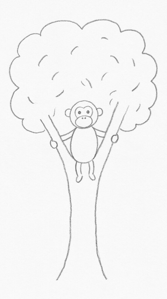 Monkey in a Tree Drawing