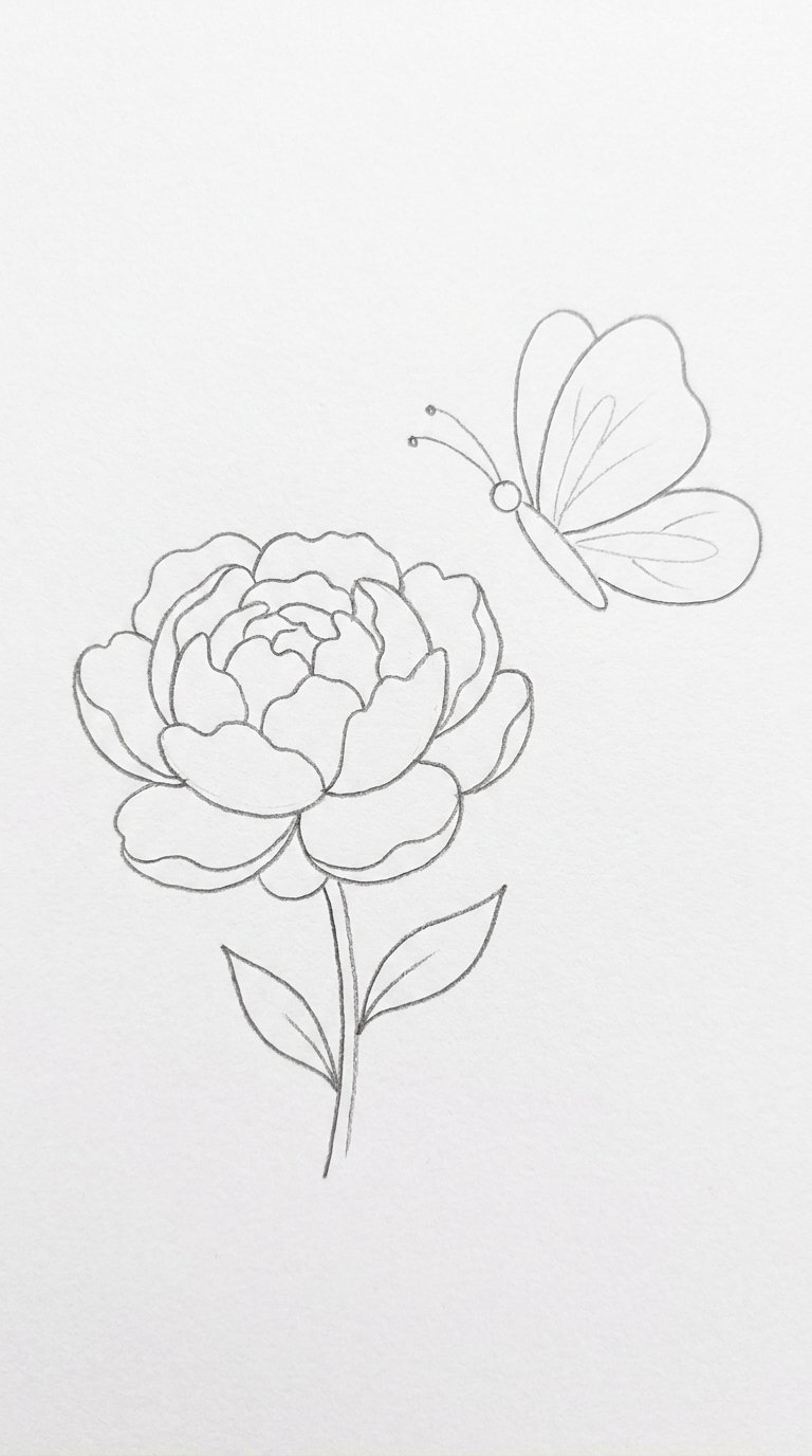 12 Easy Peony Flower Drawing Ideas for Beginners (Step by Step) 5 Peony Corner Design Drawing