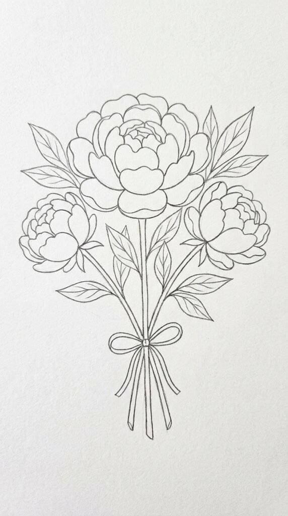 Peony in a Vase Drawing