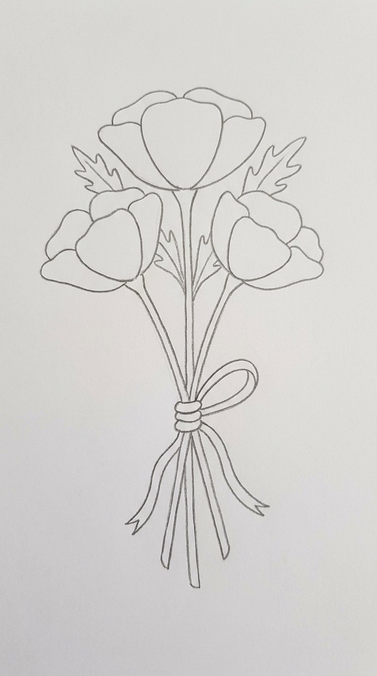 13 Poppy Flower Drawing Ideas for Beginners (Easy Step-by-Step Guide) 3 Poppy Bouquet Tied With Ribbon