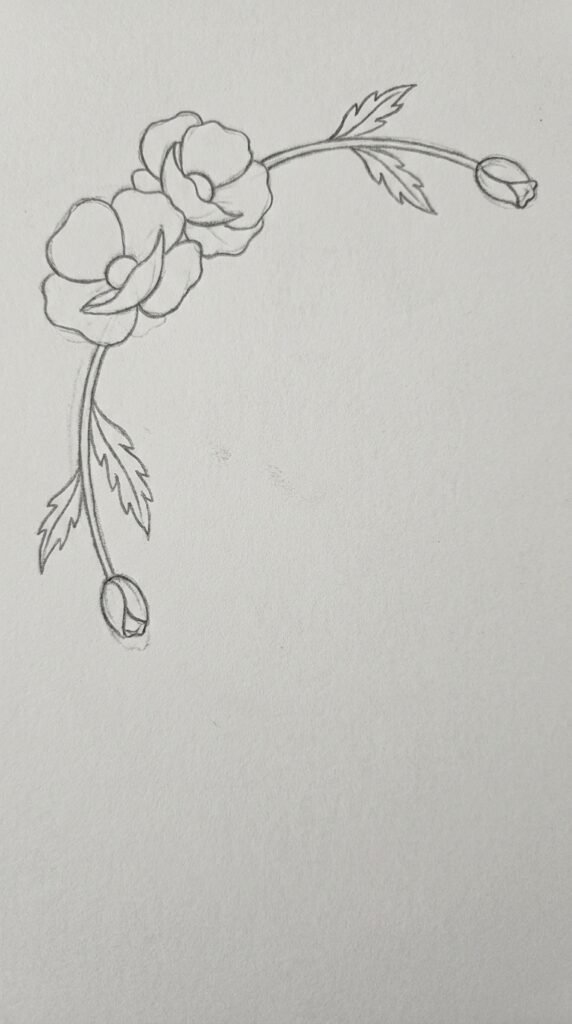 Poppy Flower Corner Border