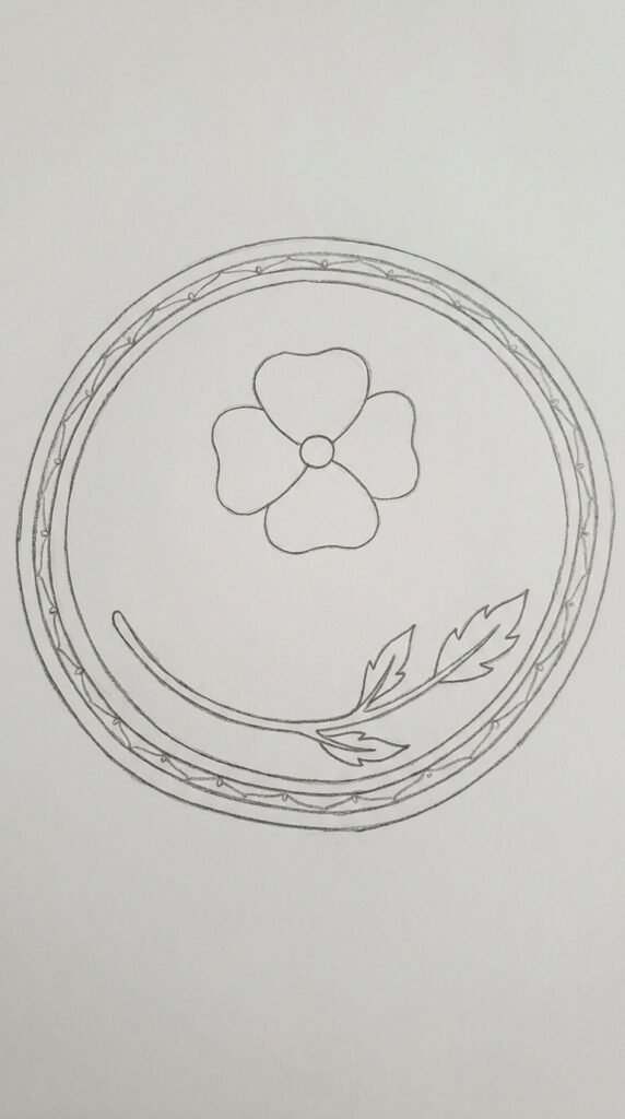 Poppy Flower Inside a Circle Frame