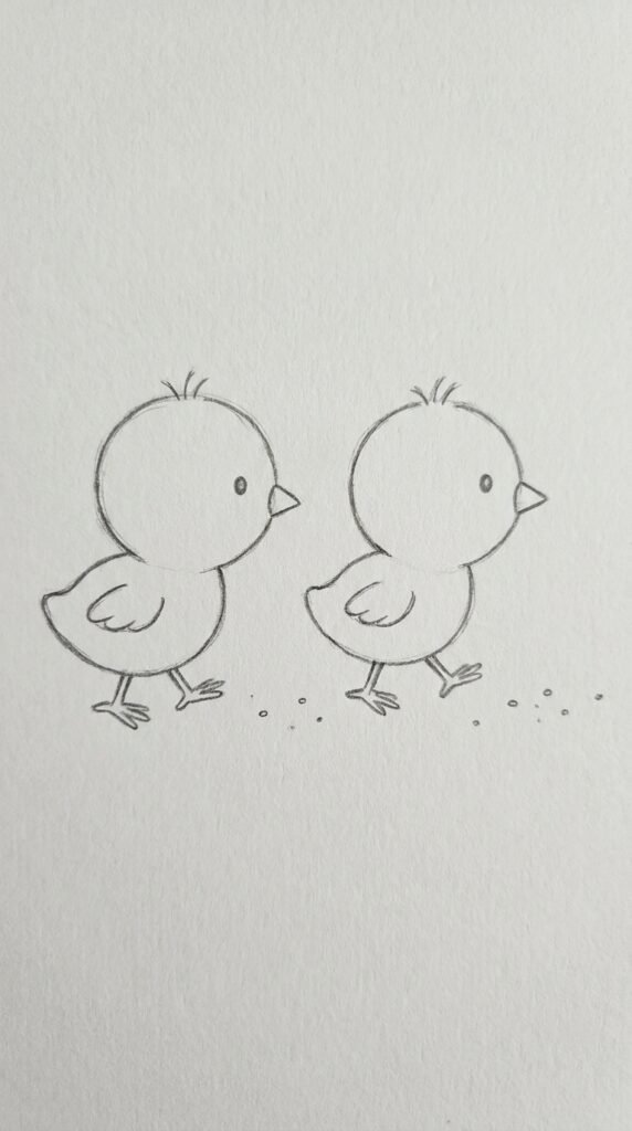 12 Chicken Drawing Ideas That Are Easy and Fun for Beginners 8 Two Chicks Walking Together