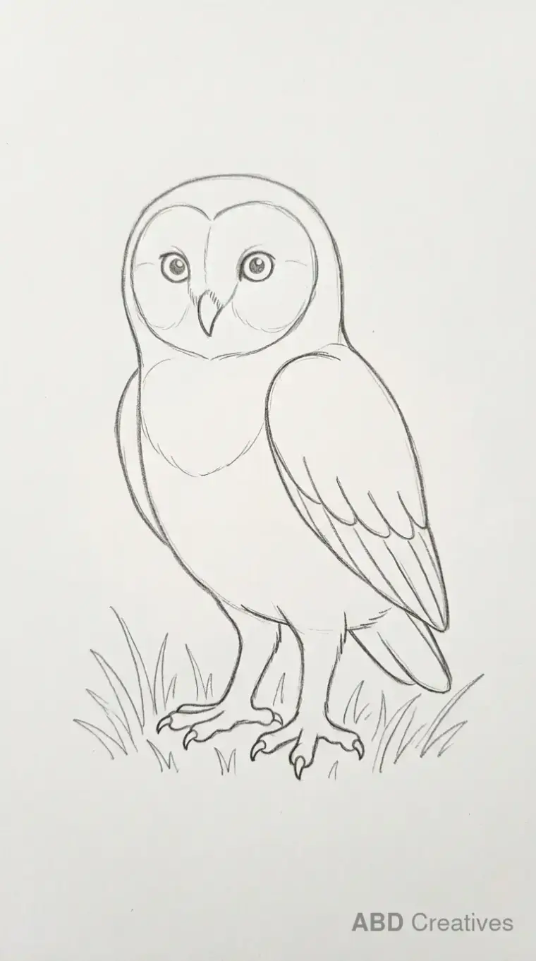 Owl Standing in Grass