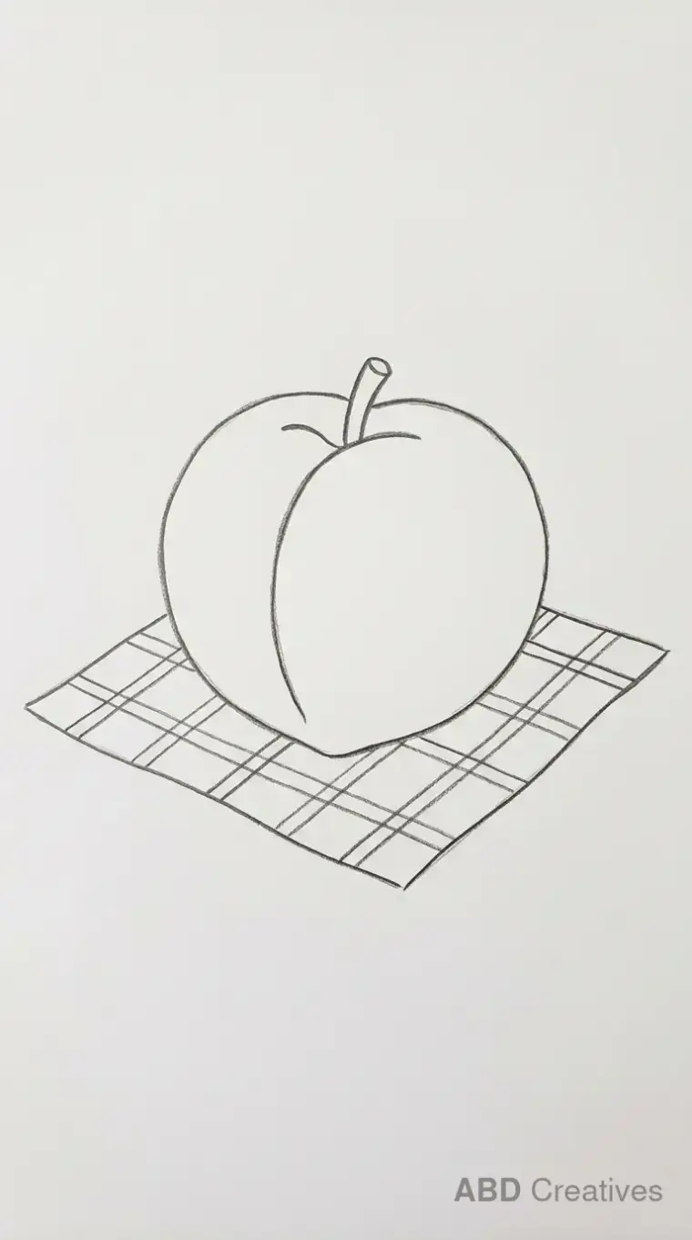 Peach Beside a Picnic Cloth