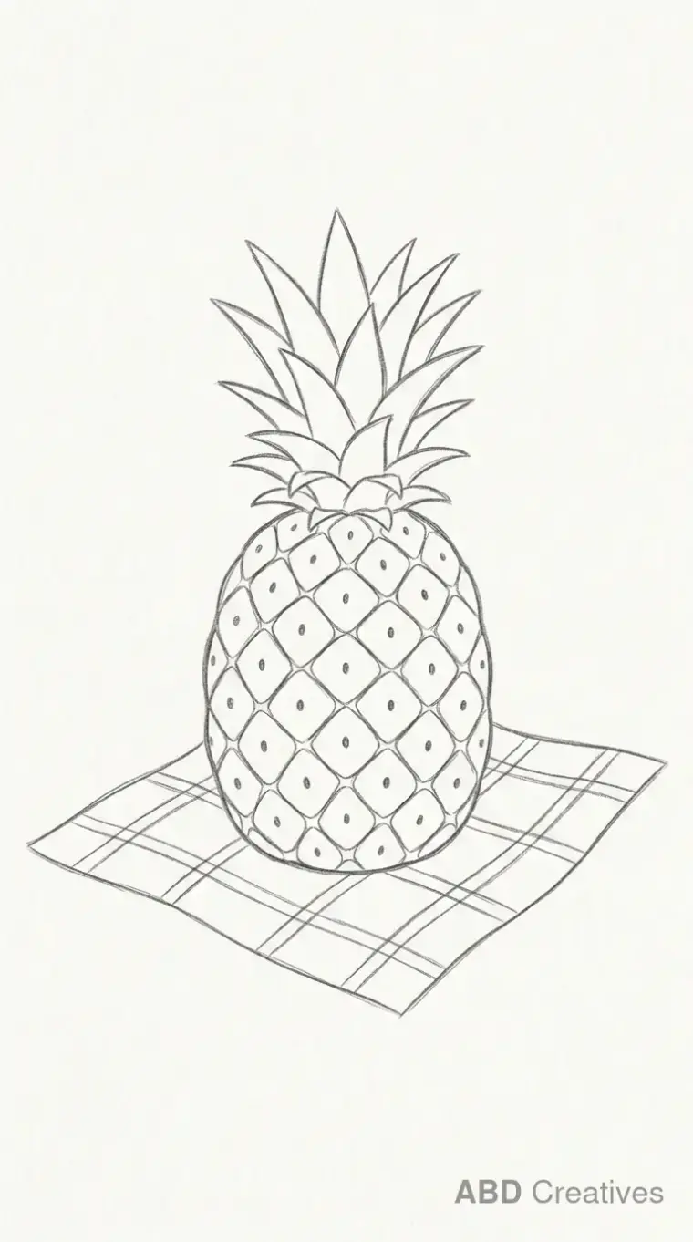 Pineapple Beside a Picnic Cloth