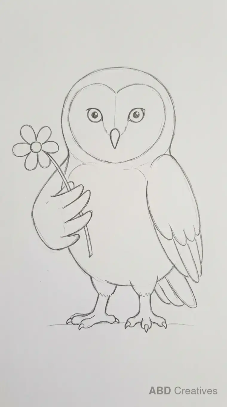 Owl Holding a Flower