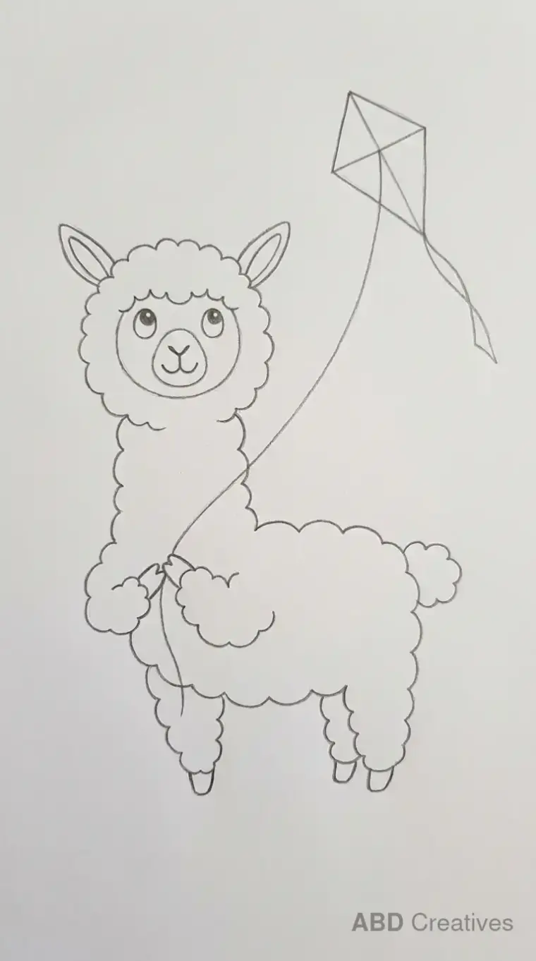 Alpaca Holding Kite String Drawing