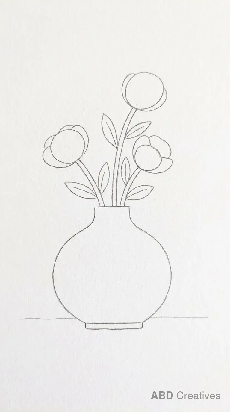 Anemones in a Round Vase