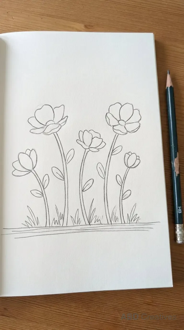Row of Anemones in a Field