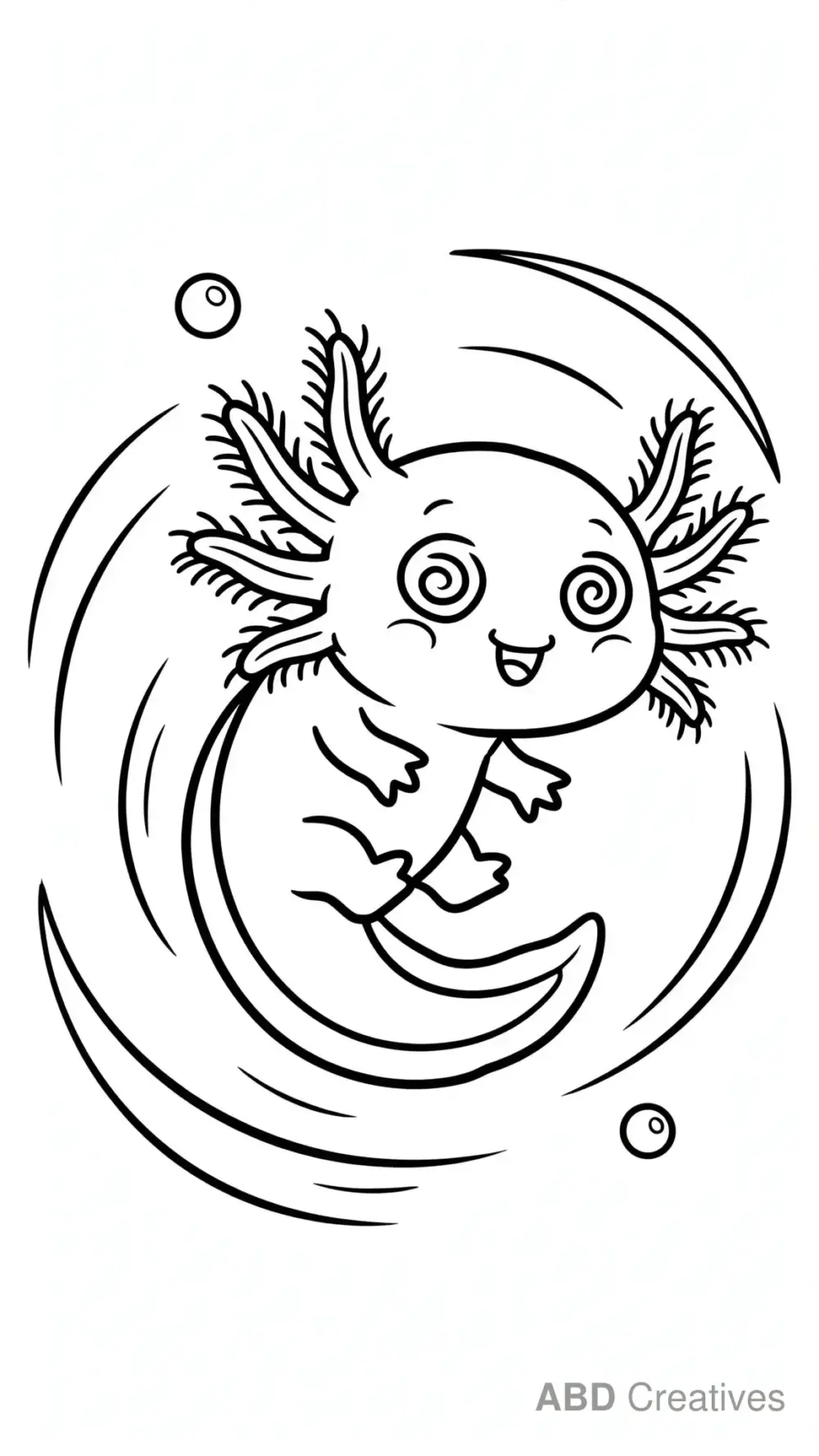 Axolotl Chasing Its Own Tail Coloring Page