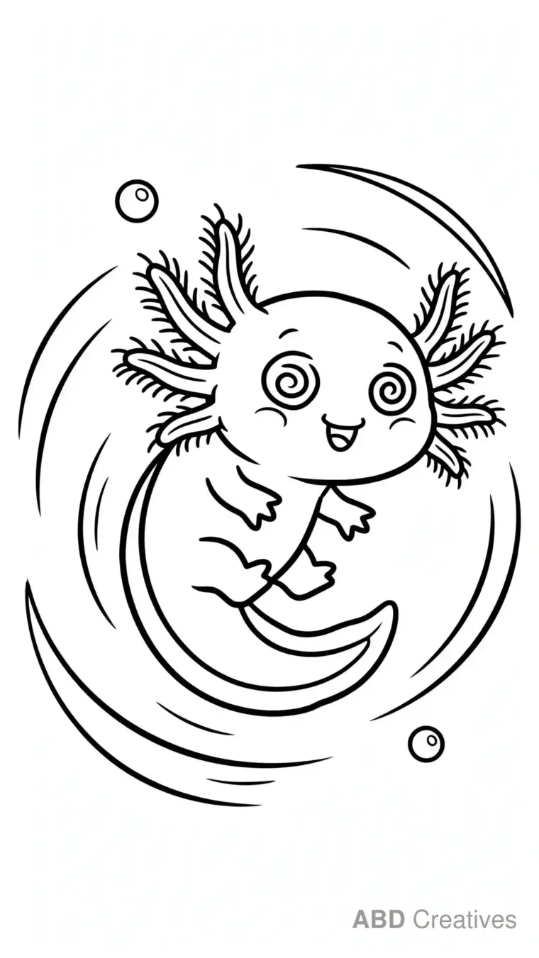 Axolotl Chasing Its Own Tail Coloring Page