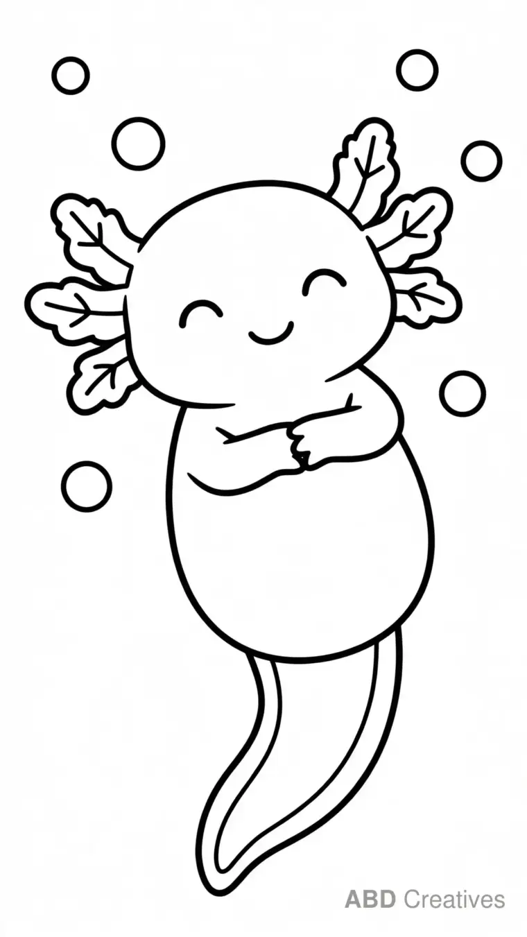Axolotl Floating on Its Back Coloring Page