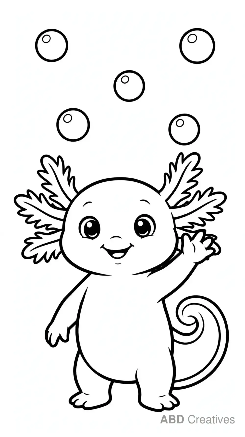 Axolotl Waving Hello Coloring Page