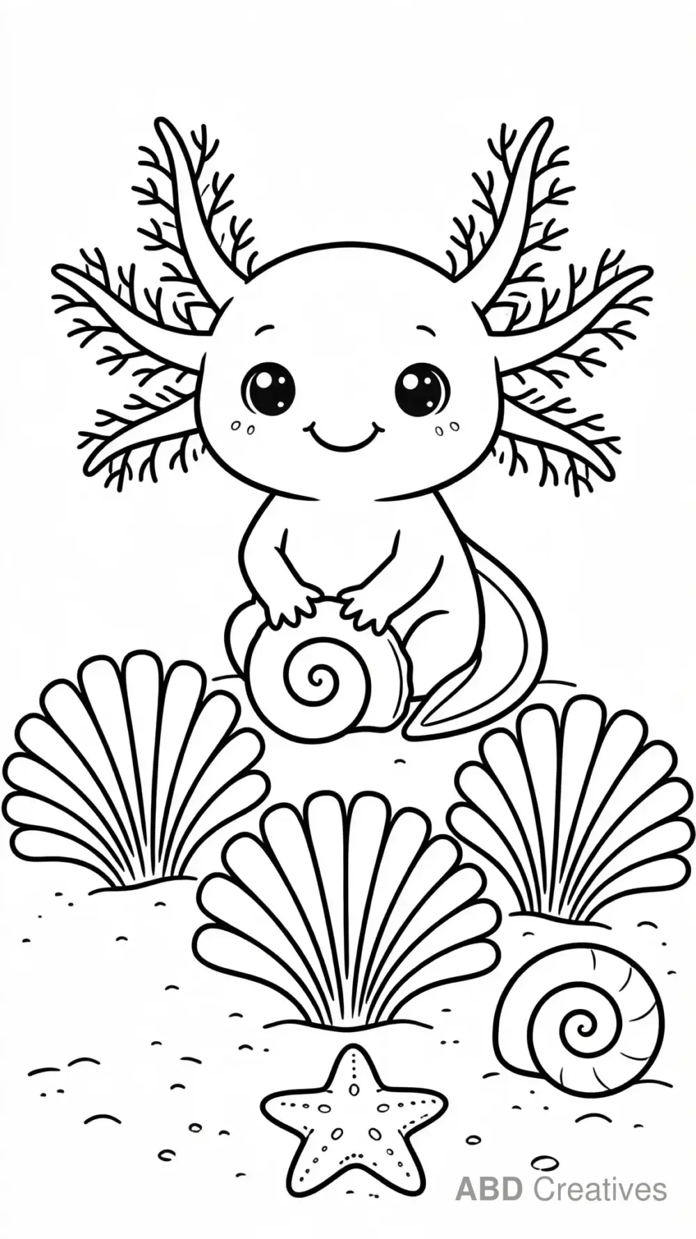 Axolotl in a Coral Garden Coloring Page