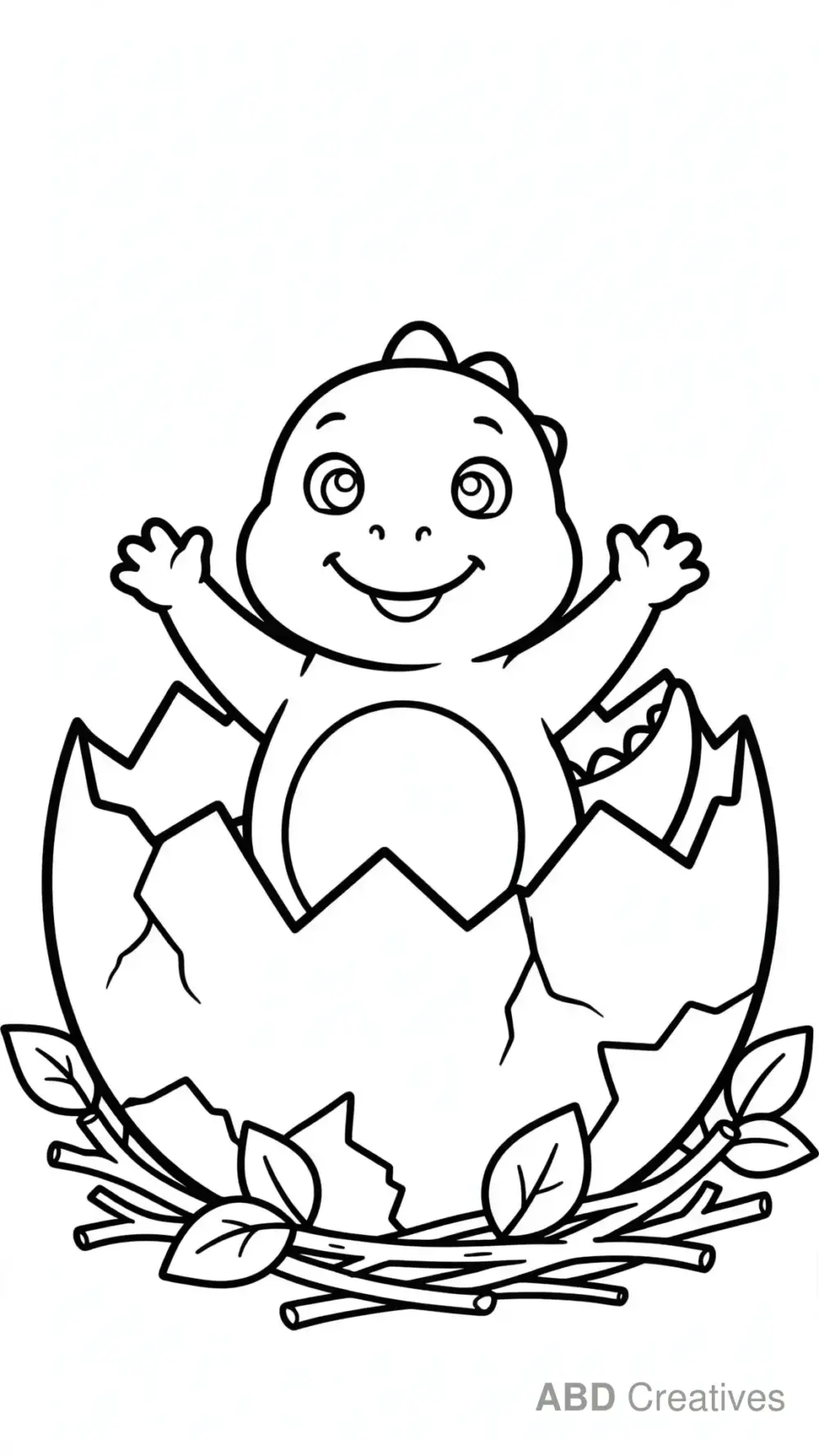 Baby Dinosaur Hatching from Egg Coloring Page