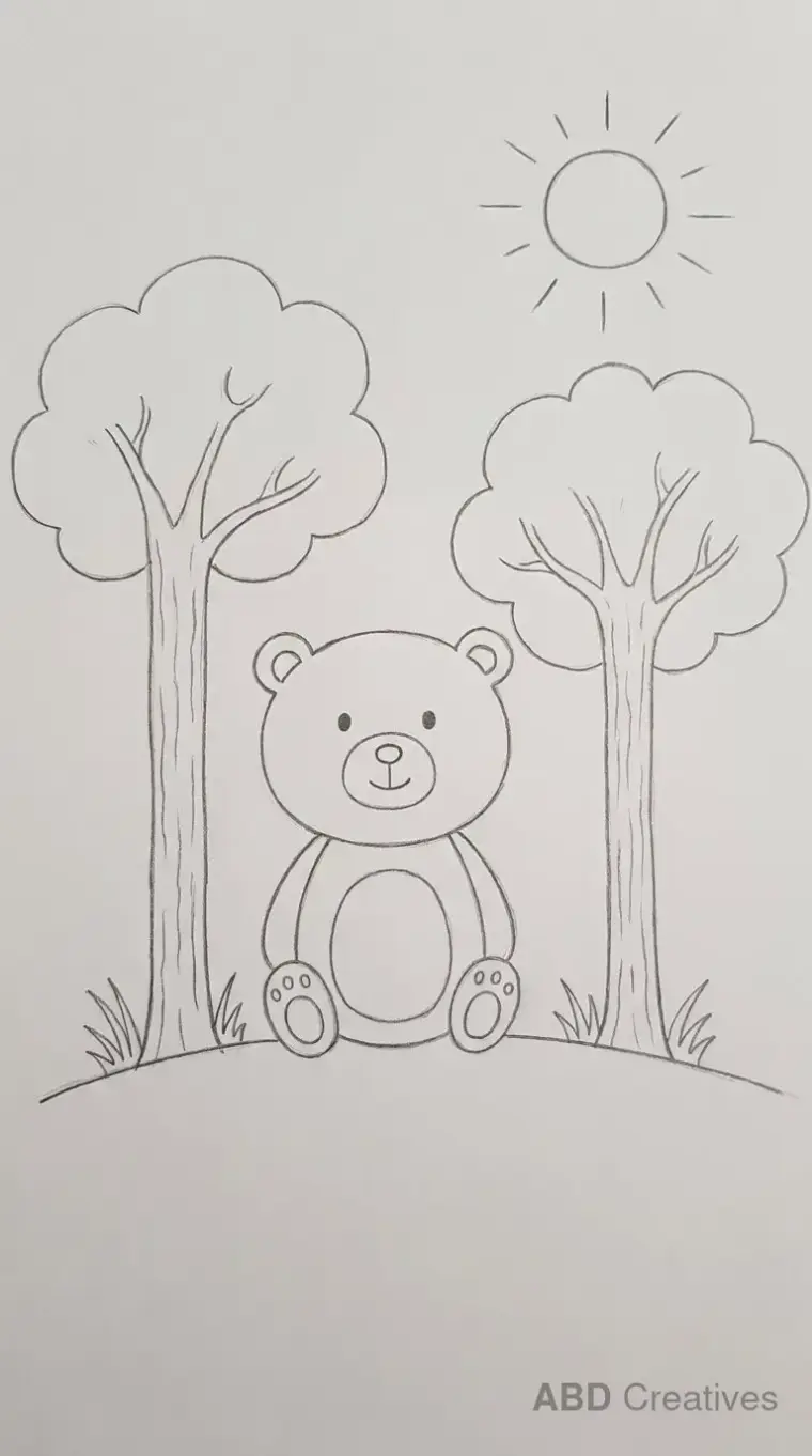 Bear Sitting Under the Trees