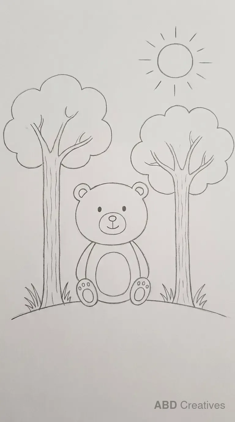 Bear Sitting Under the Trees