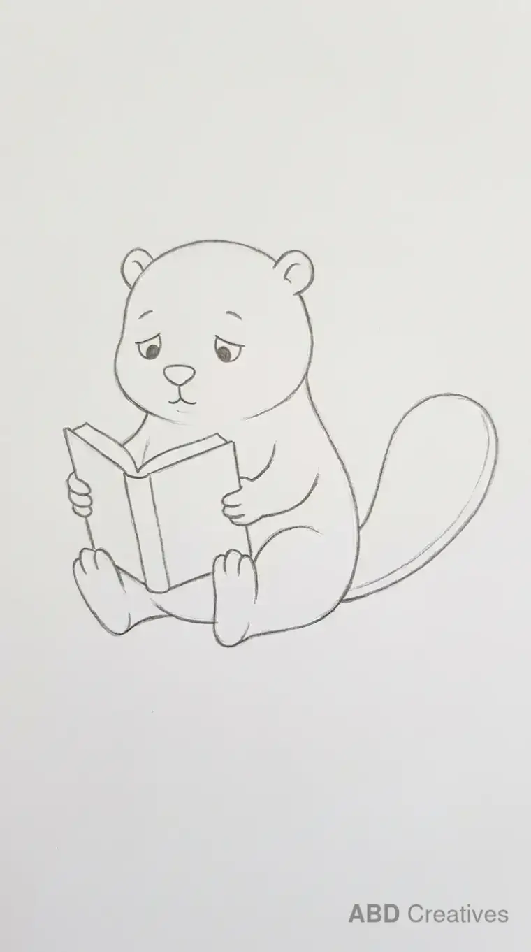 Beaver Reading a Book Drawing