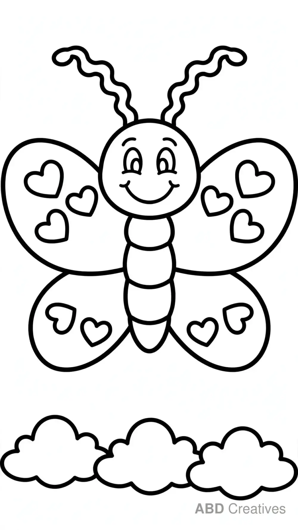 Big Friendly Butterfly Smiling Coloring Page