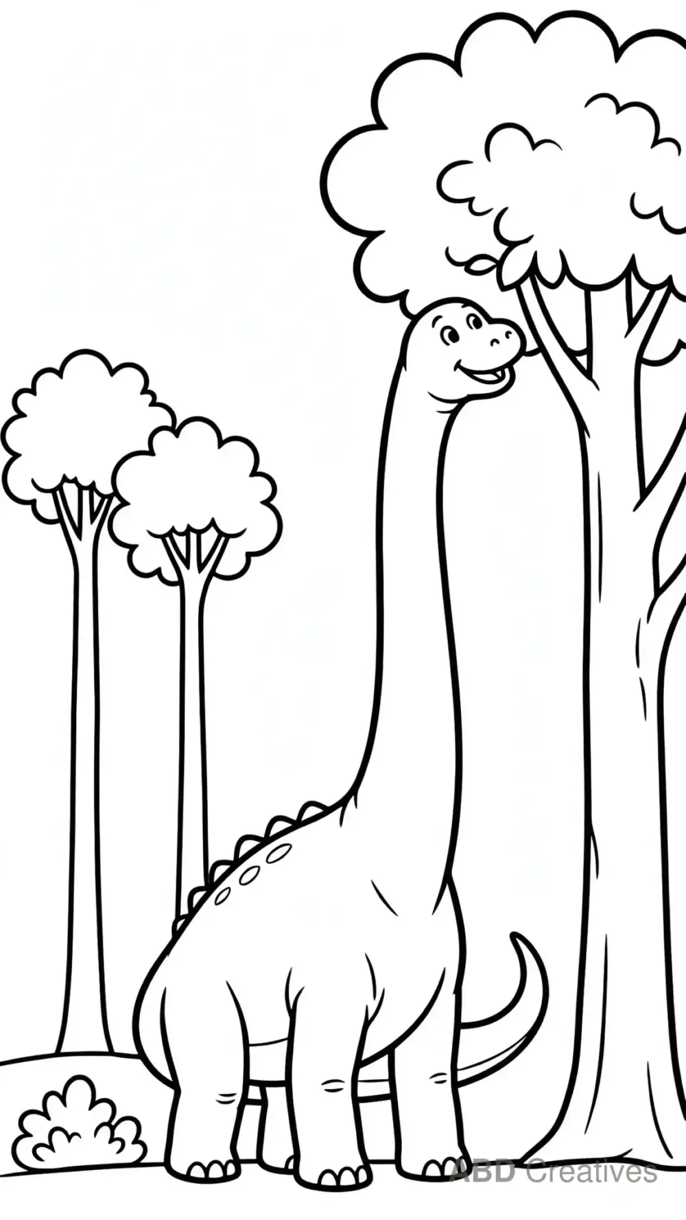Brachiosaurus Reaching Tall Trees Coloring Page