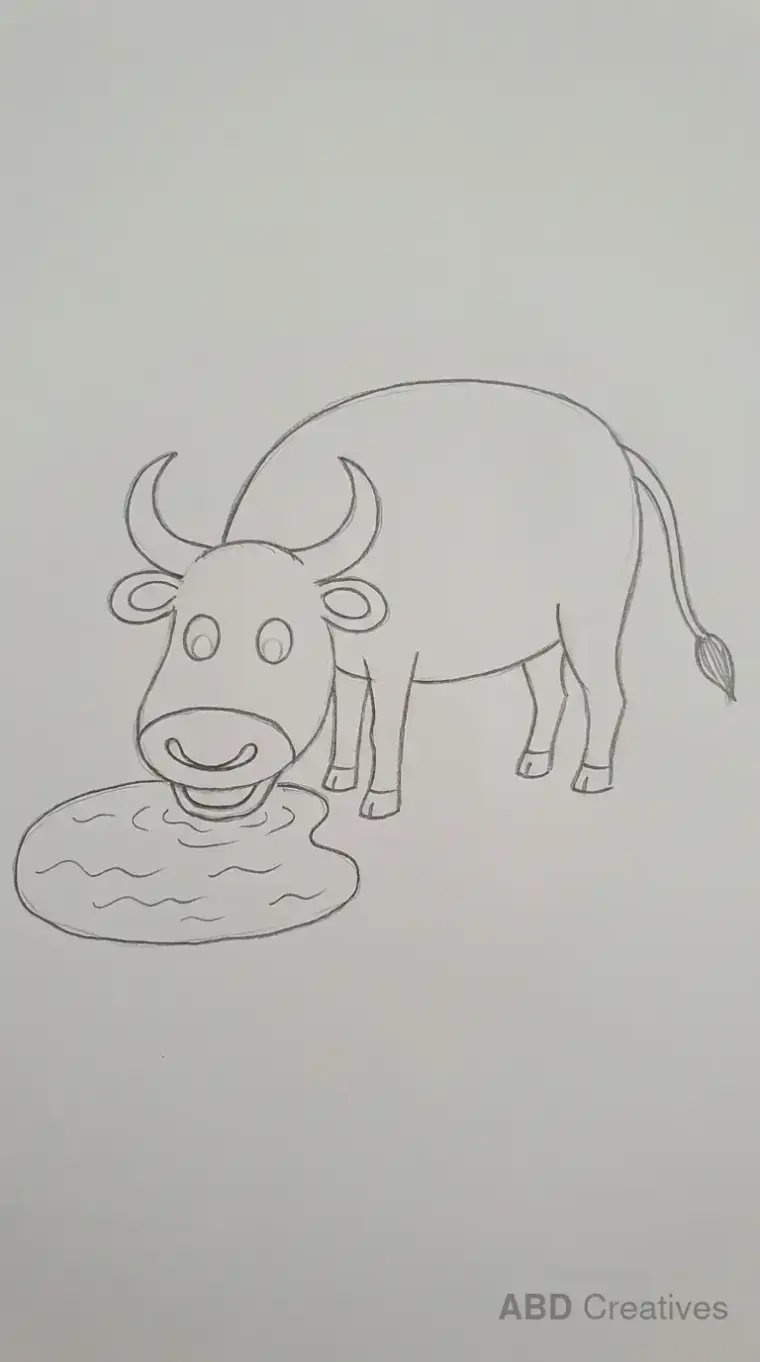 Buffalo Drinking From Pond