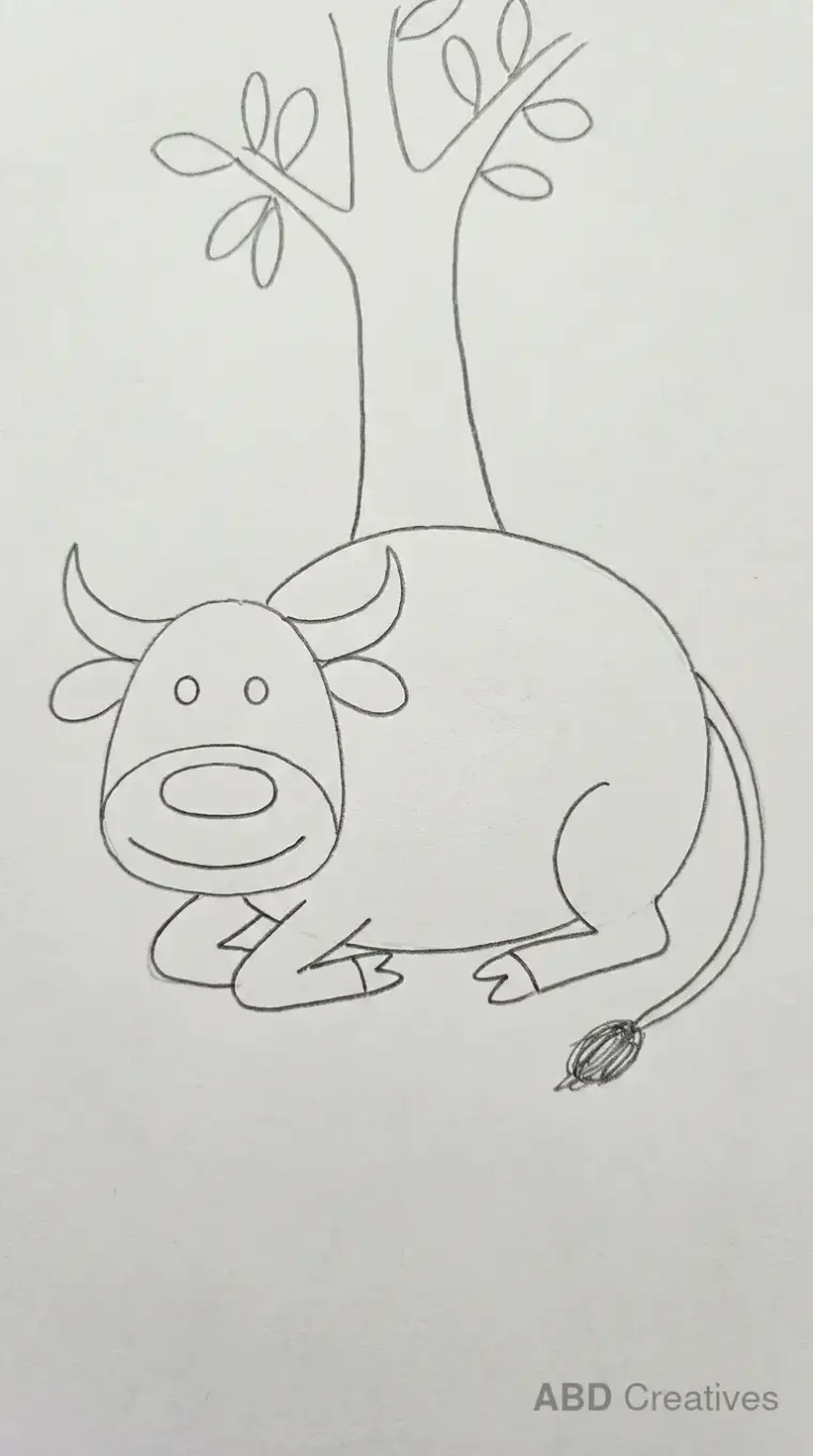 Buffalo Lying Under a Tree