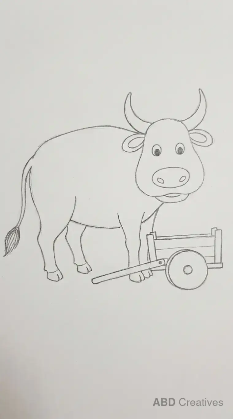 Buffalo Standing Beside Farm Cart