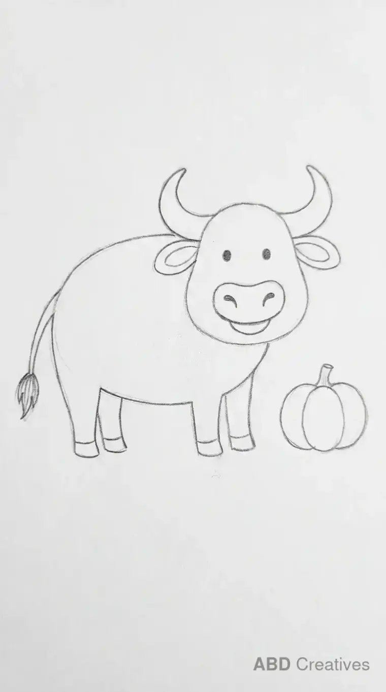 Buffalo Standing Beside Pumpkin