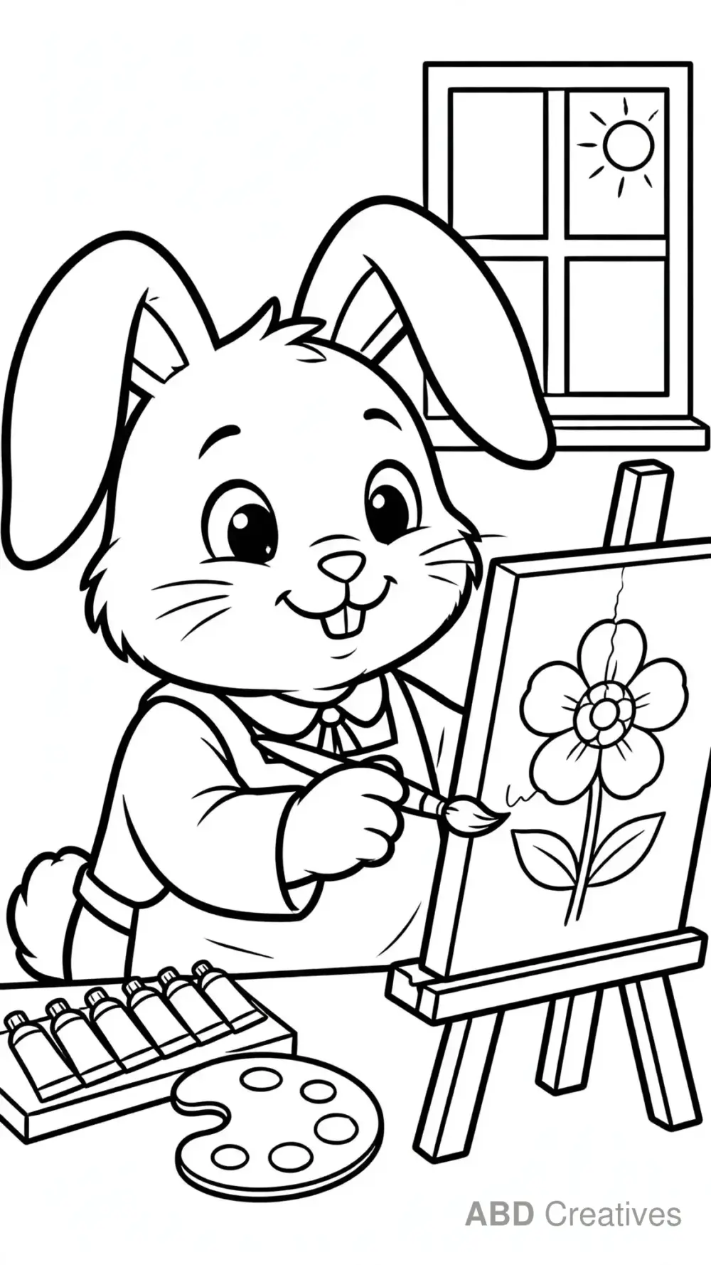 Bunny Painting a Picture Coloring Page