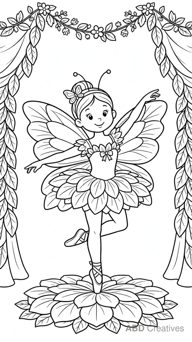 Butterfly Ballerina Coloring Page